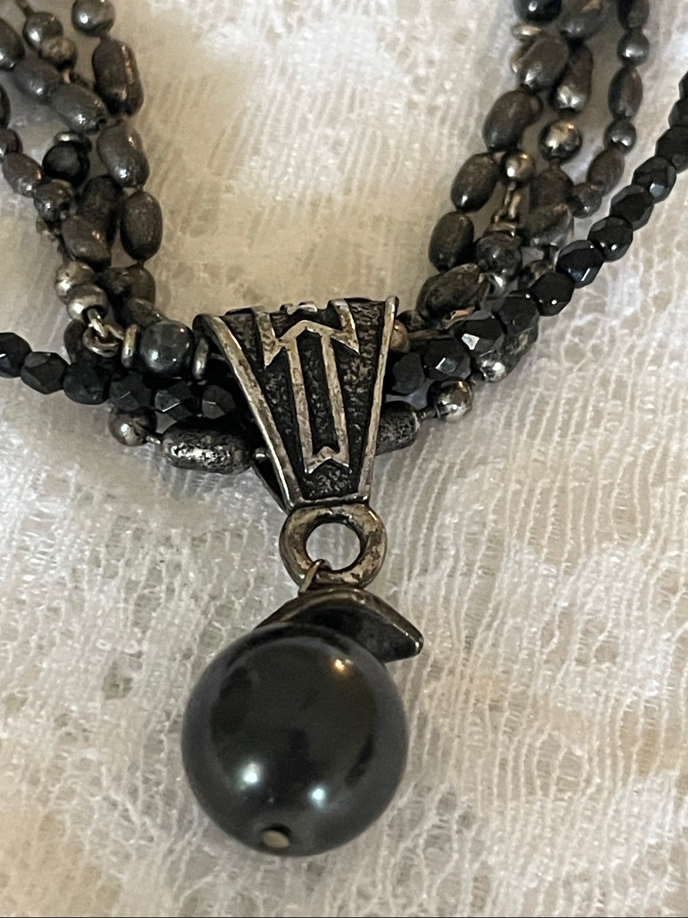 Multi-Strand Black Beaded Pendant Necklace - Elegant Women's Jewelry